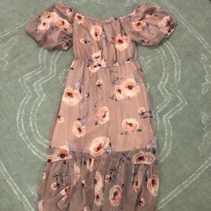 Nordstrom Blush Floral Off the Shoulder Dress